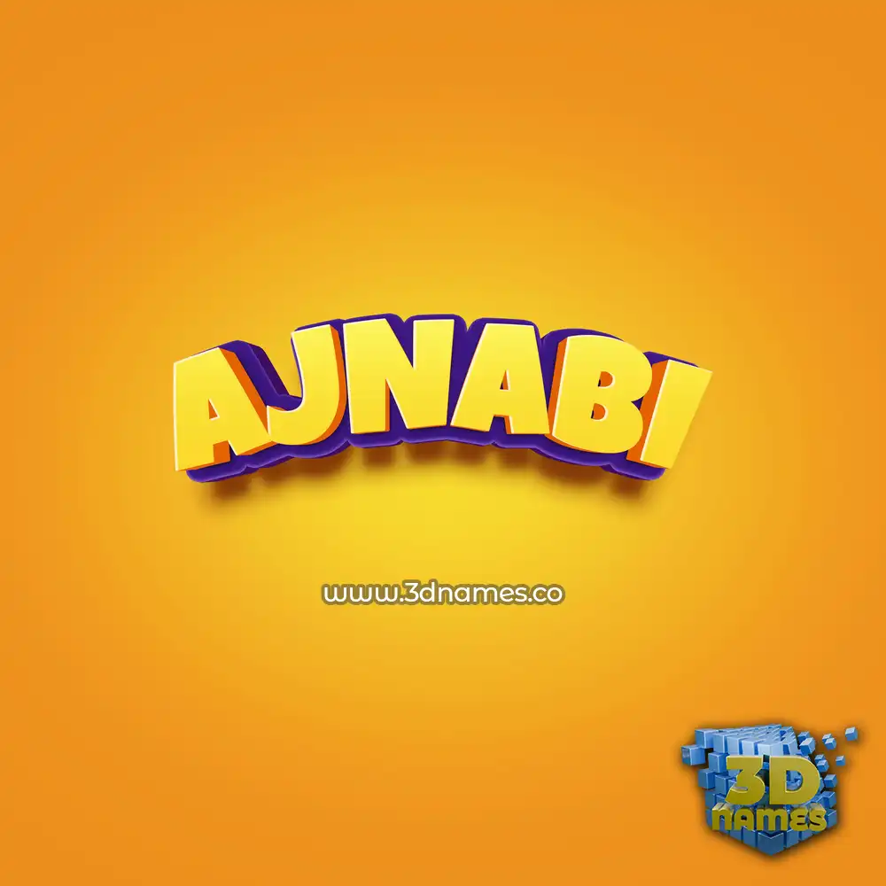 ajnabi in Orange Toon style - 3D name wallpaper