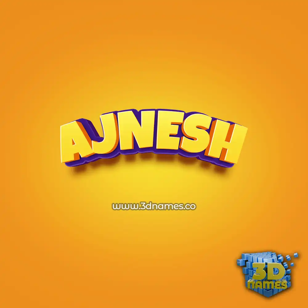 ajnesh in Orange Toon style - 3D name wallpaper