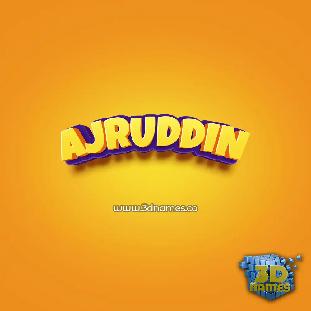 ajruddin in Orange Toon style - 3D name wallpaper