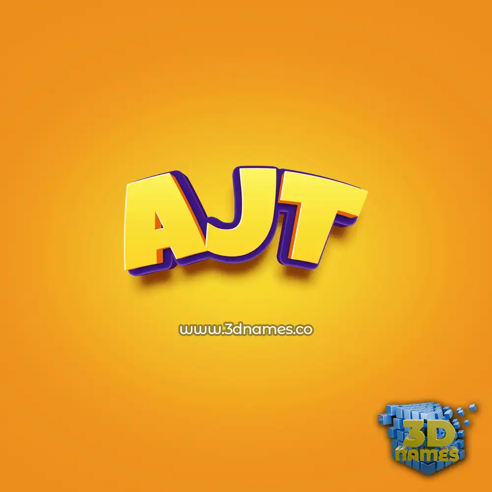 ajt in Orange Toon style - 3D name wallpaper