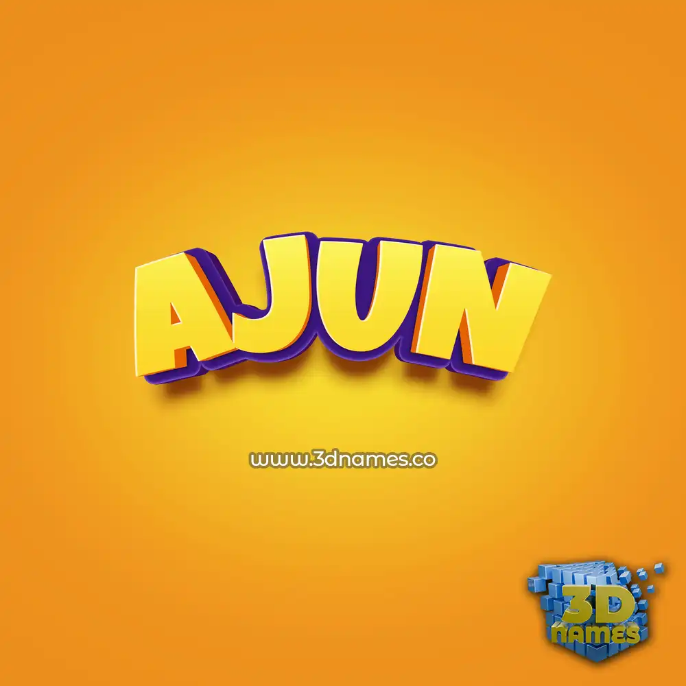 ajun in Orange Toon style - 3D name wallpaper