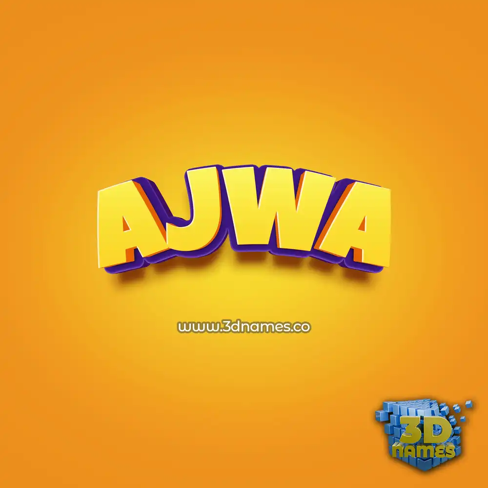 ajwa in Orange Toon style - 3D name wallpaper