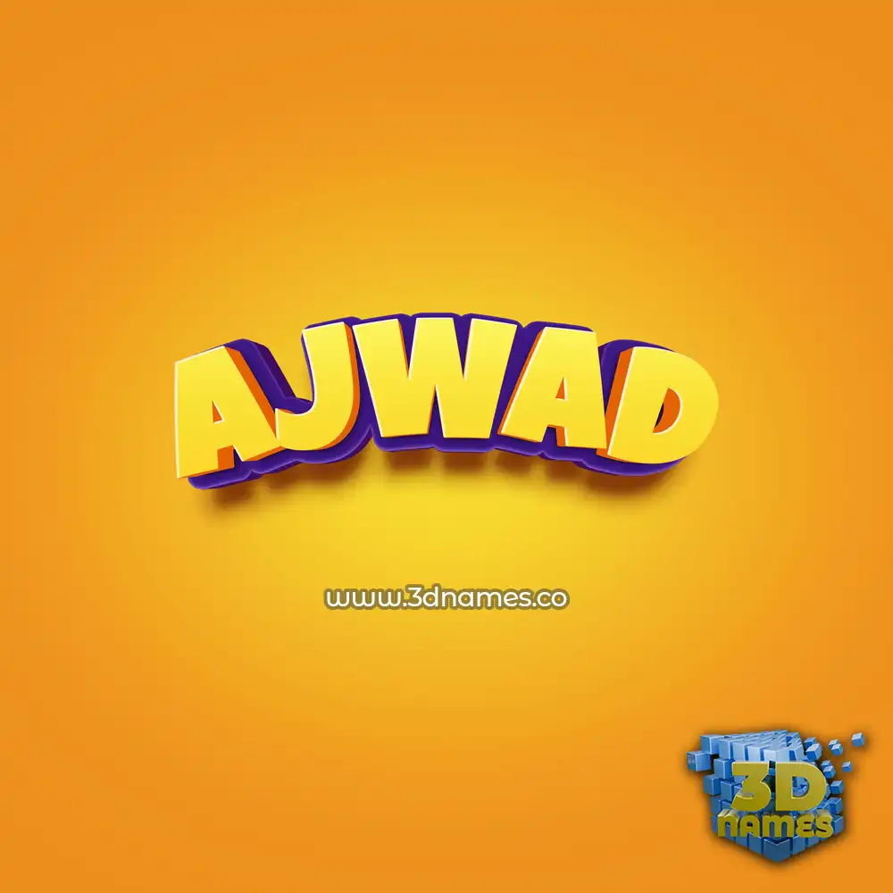 ajwad in Orange Toon style - 3D name wallpaper