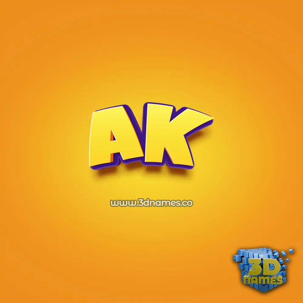 ak in Orange Toon style - 3D name wallpaper