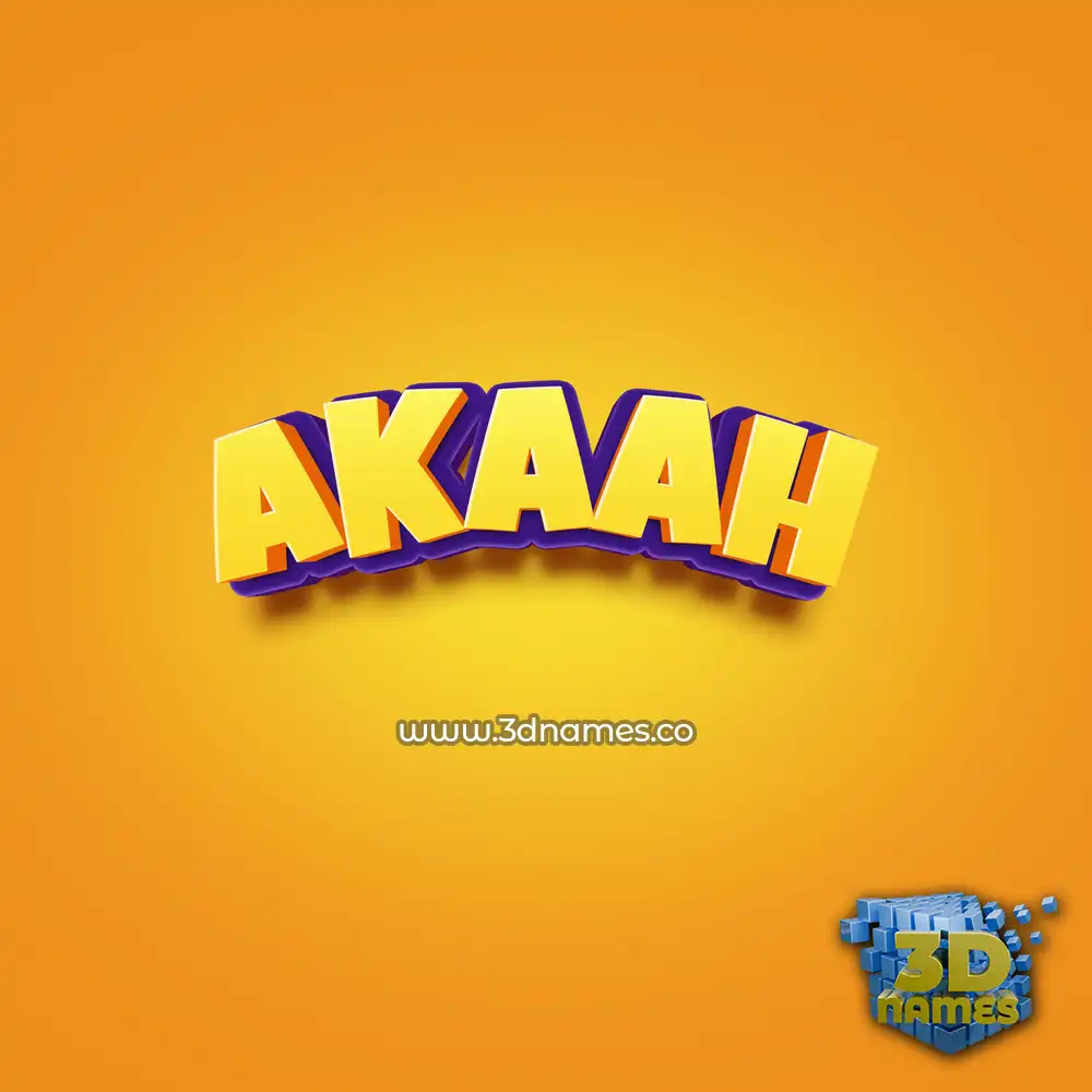 akaah in Orange Toon style - 3D name wallpaper