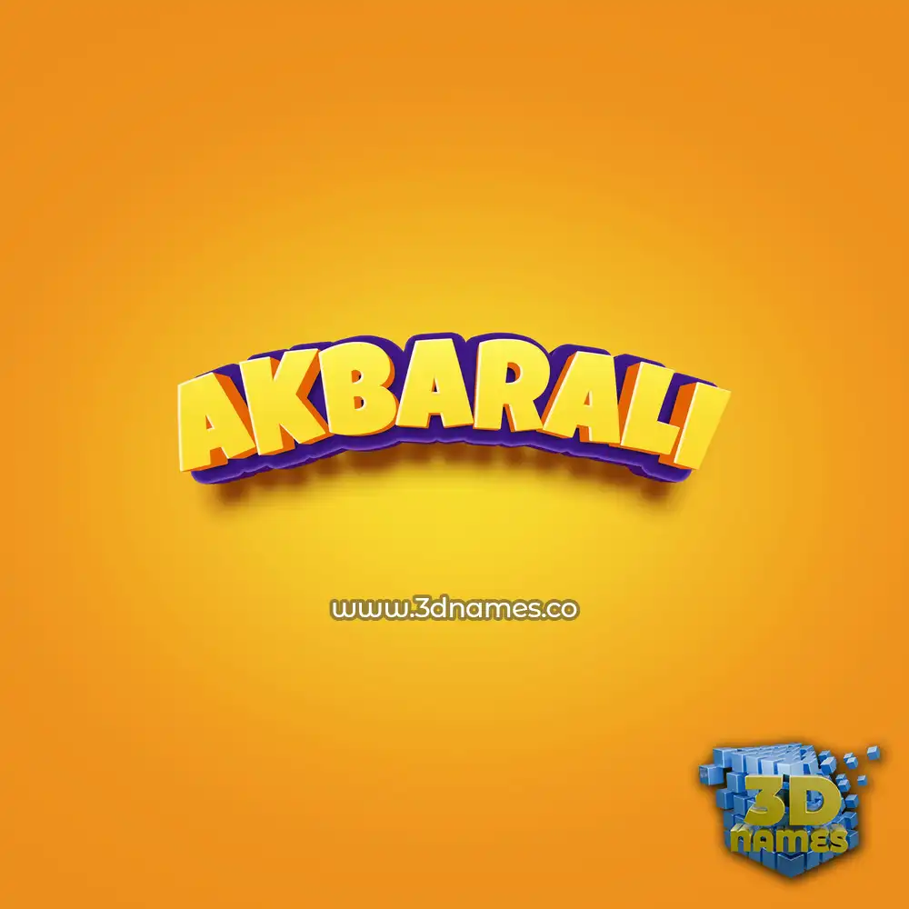 akbarali in Orange Toon style - 3D name wallpaper