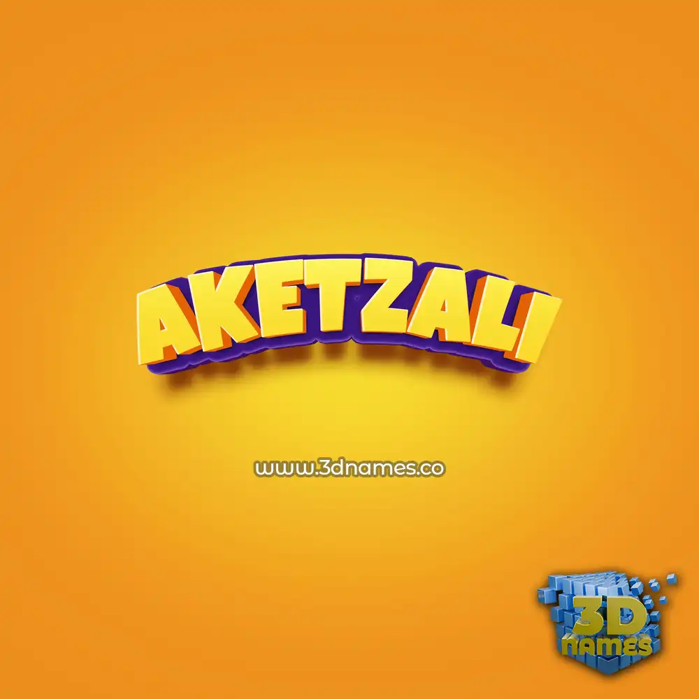 aketzali in Orange Toon style - 3D name wallpaper