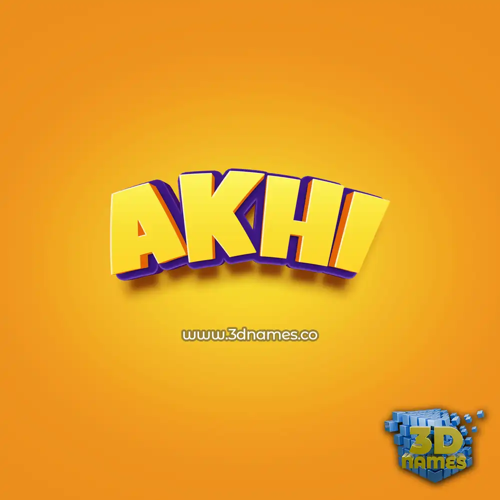 akhi in Orange Toon style - 3D name wallpaper