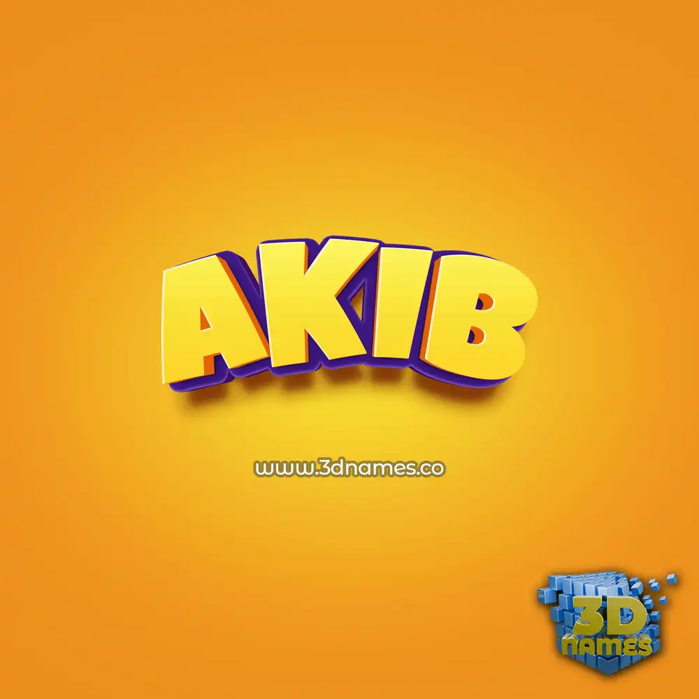 akib in Orange Toon style - 3D name wallpaper