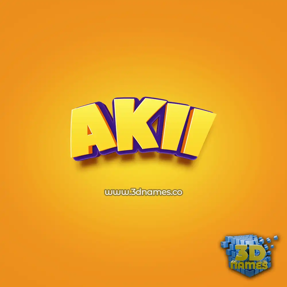 akii in Orange Toon style - 3D name wallpaper