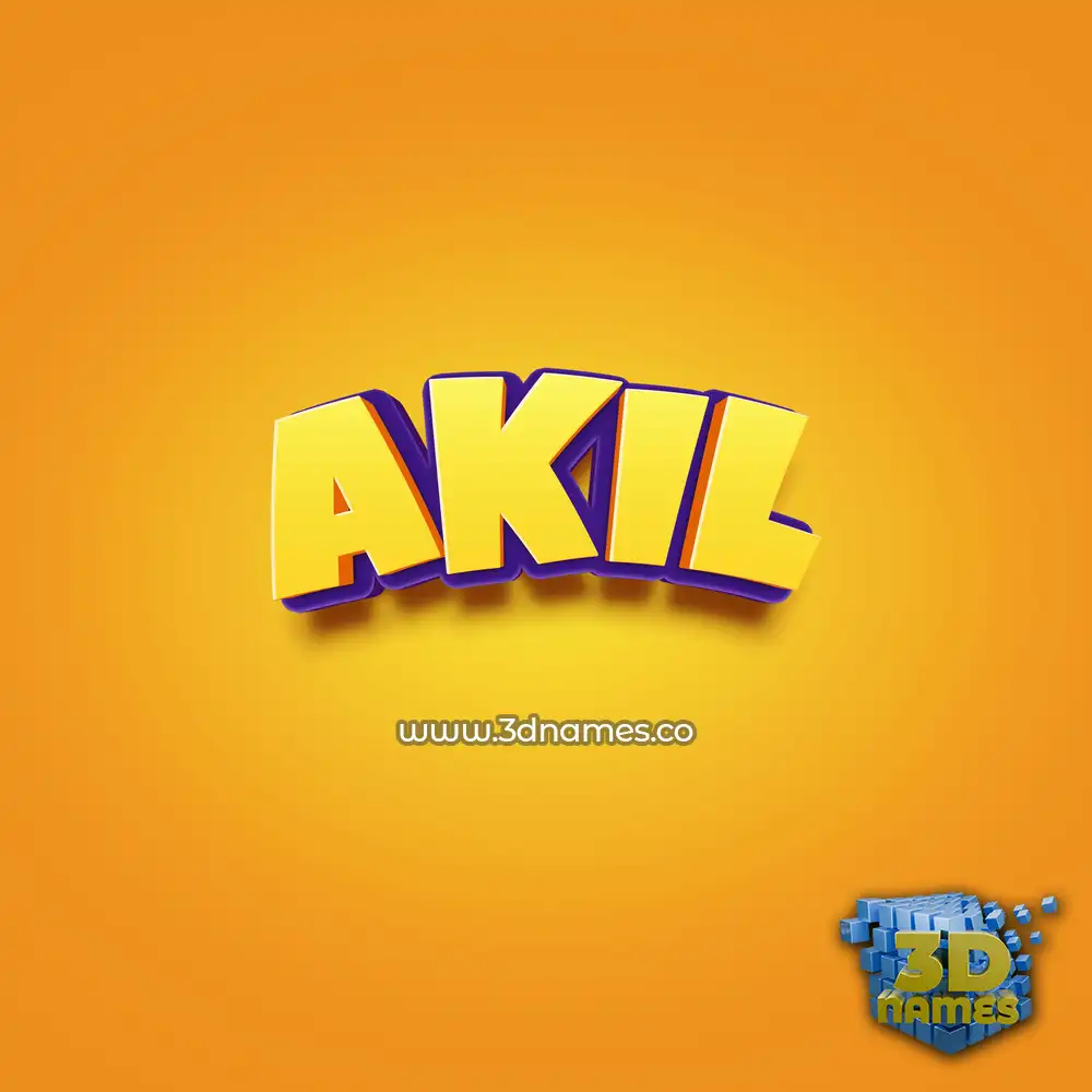 akil in Orange Toon style - 3D name wallpaper