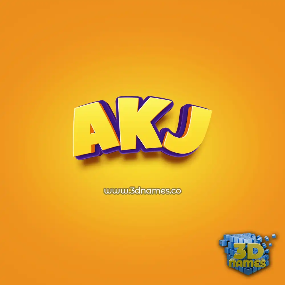 akj in Orange Toon style - 3D name wallpaper