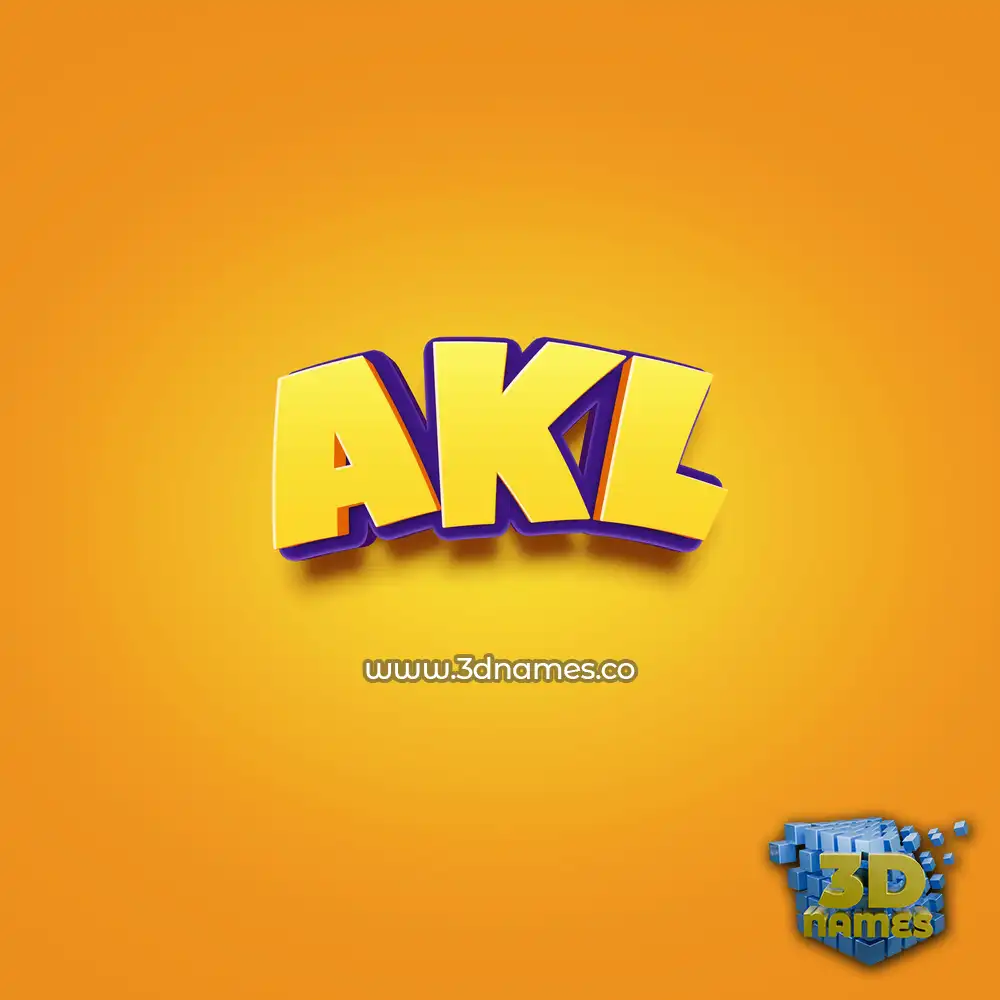 akl in Orange Toon style - 3D name wallpaper