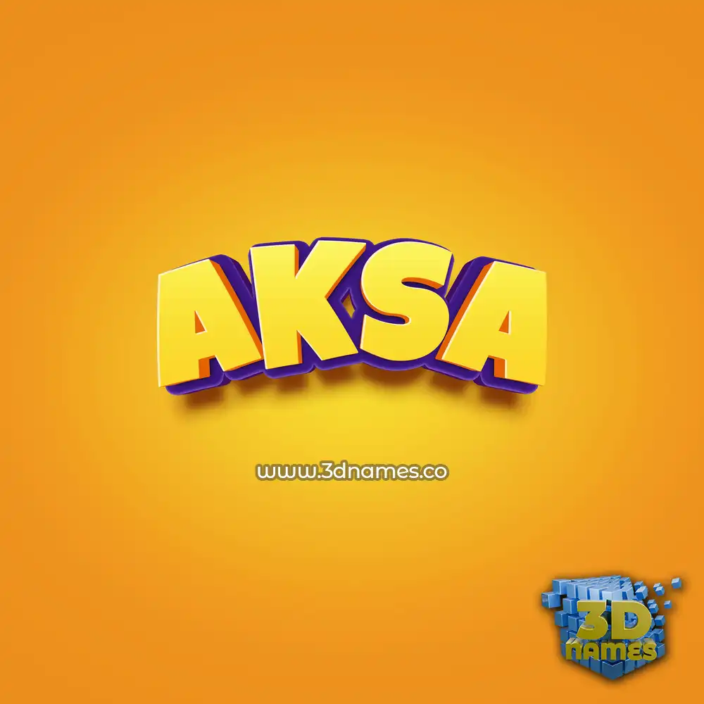 aksa in Orange Toon style - 3D name wallpaper