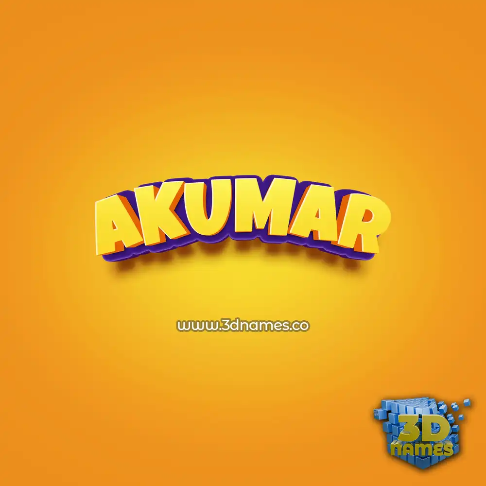 akumar in Orange Toon style - 3D name wallpaper
