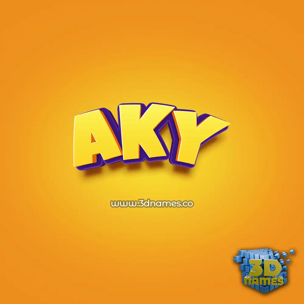 aky in Orange Toon style - 3D name wallpaper