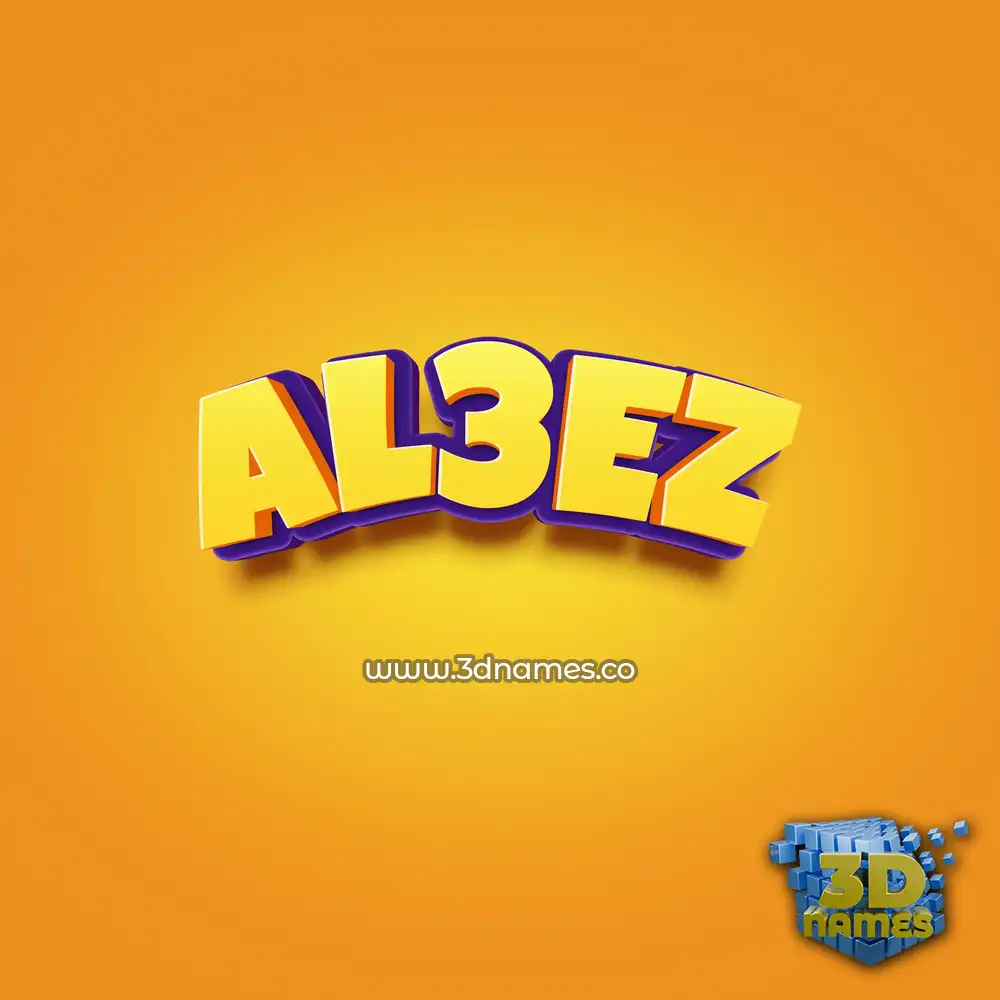 al3ez in Orange Toon style - 3D name wallpaper