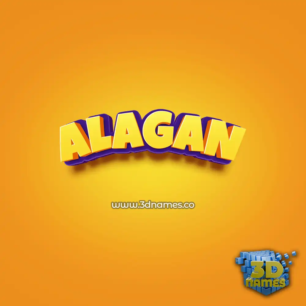 alagan in Orange Toon style - 3D name wallpaper