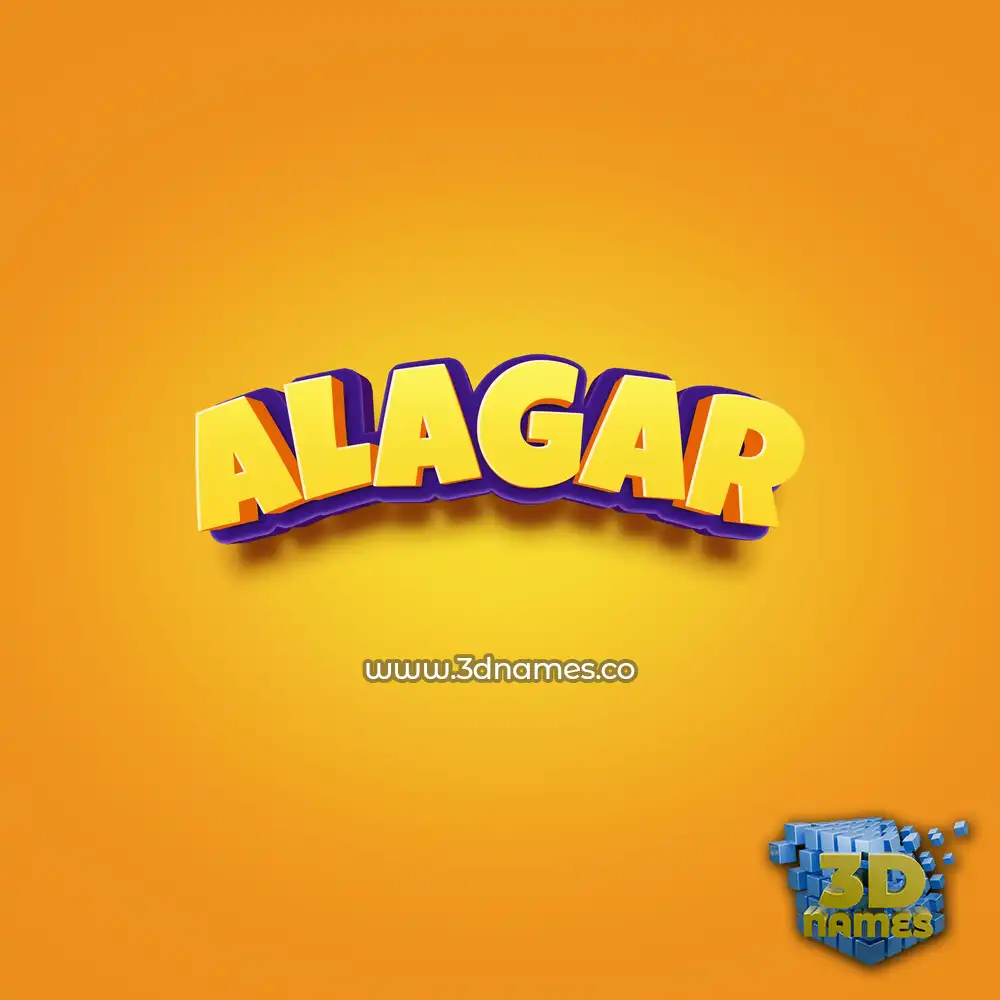 alagar in Orange Toon style - 3D name wallpaper