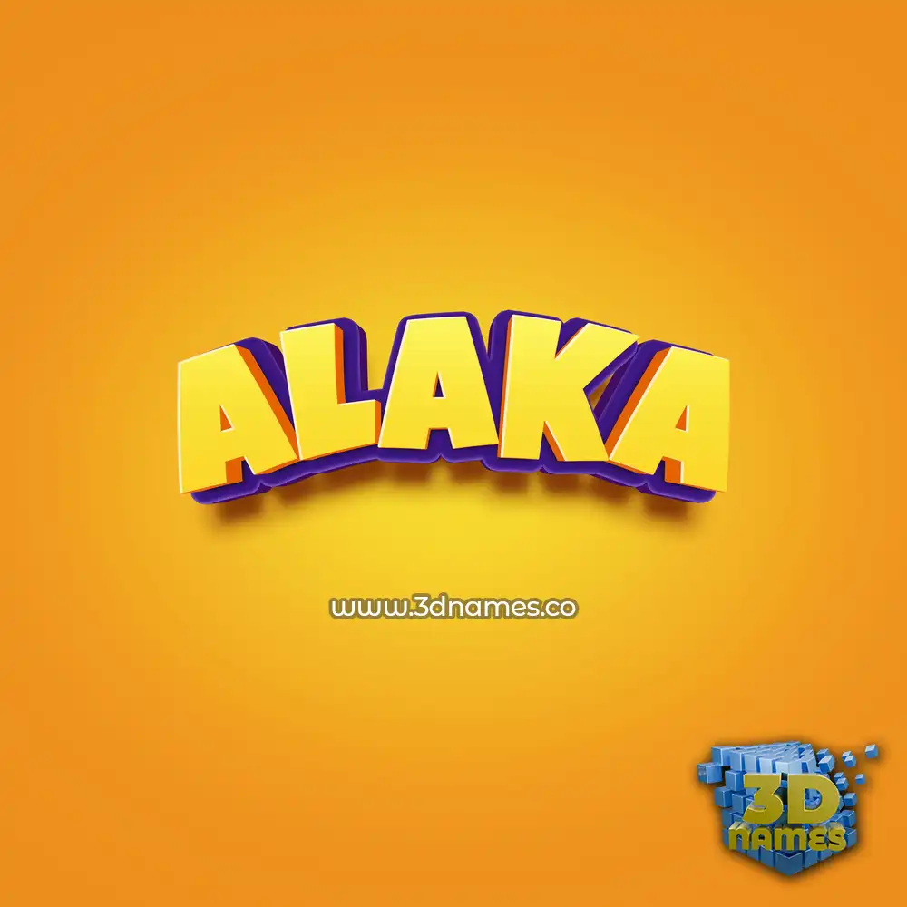 alaka in Orange Toon style - 3D name wallpaper