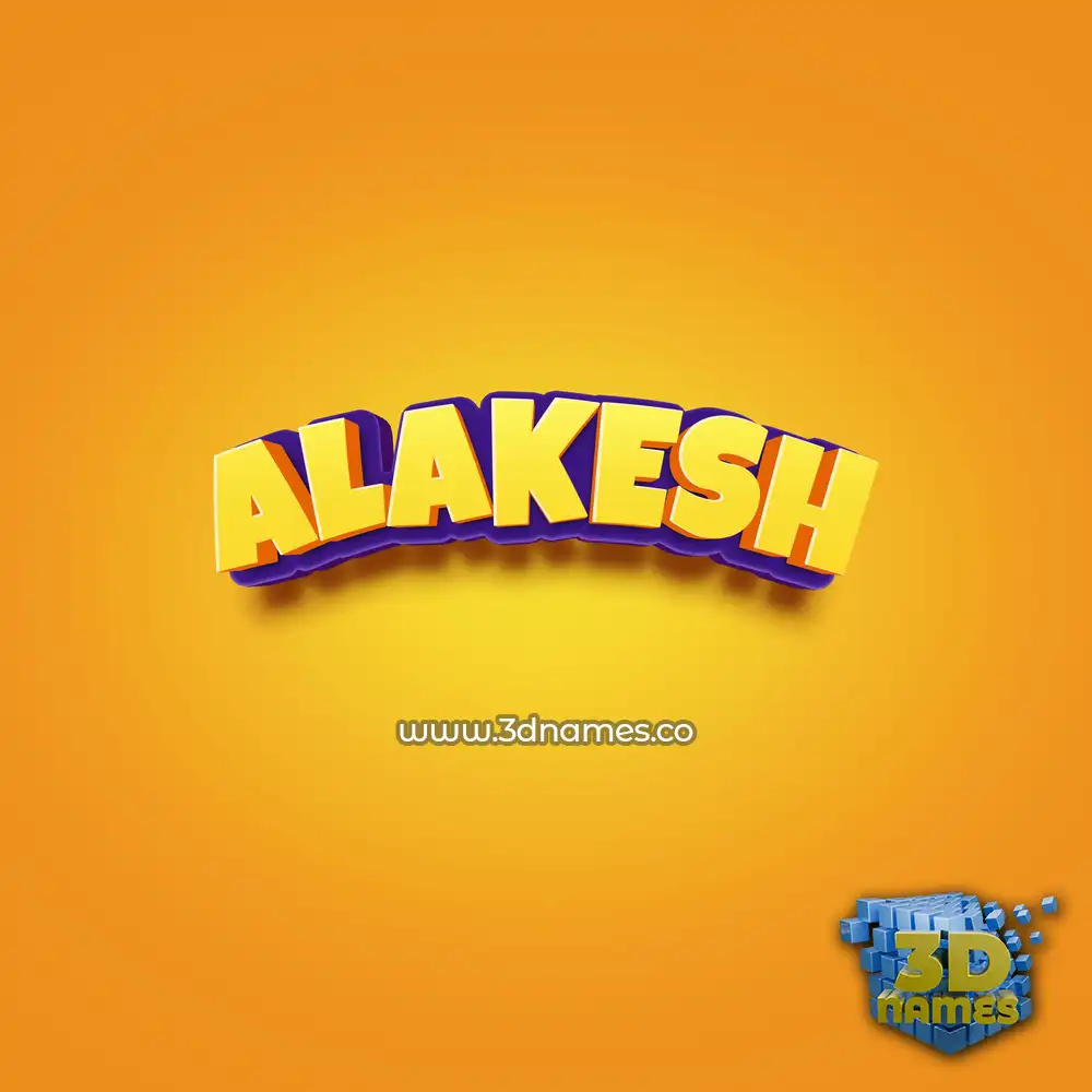 alakesh in Orange Toon style - 3D name wallpaper
