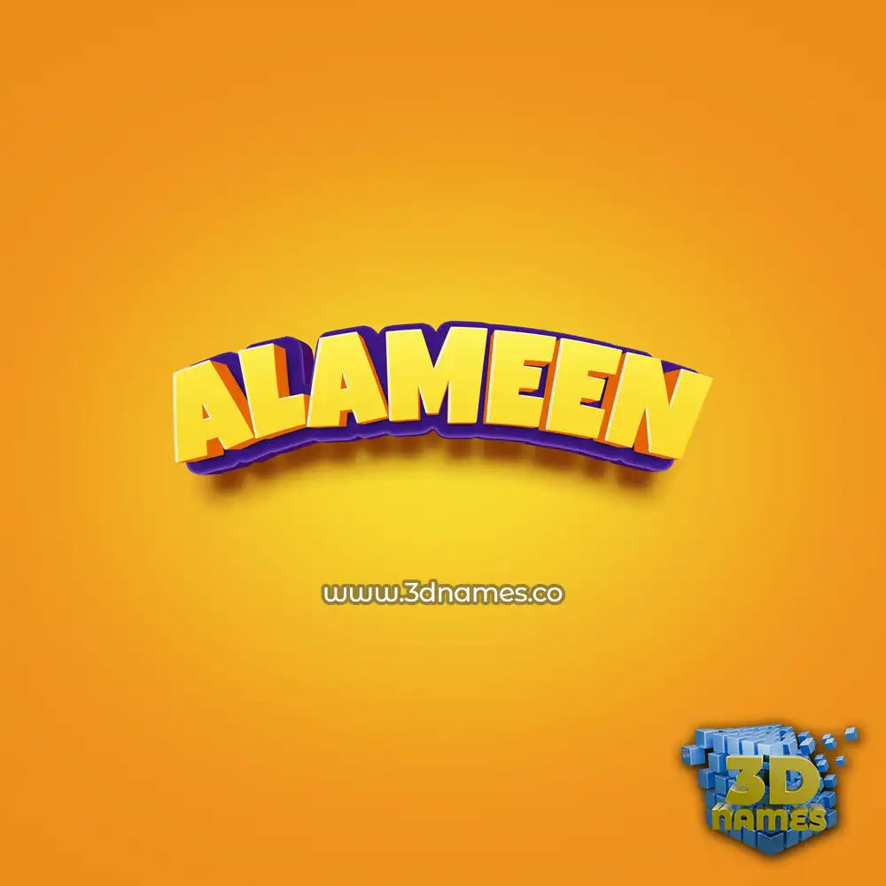 alameen in Orange Toon style - 3D name wallpaper