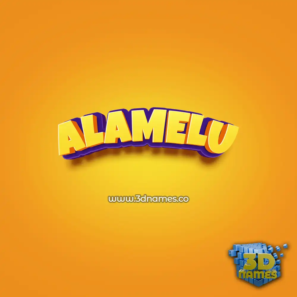 alamelu in Orange Toon style - 3D name wallpaper