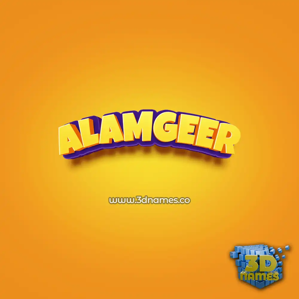 alamgeer in Orange Toon style - 3D name wallpaper