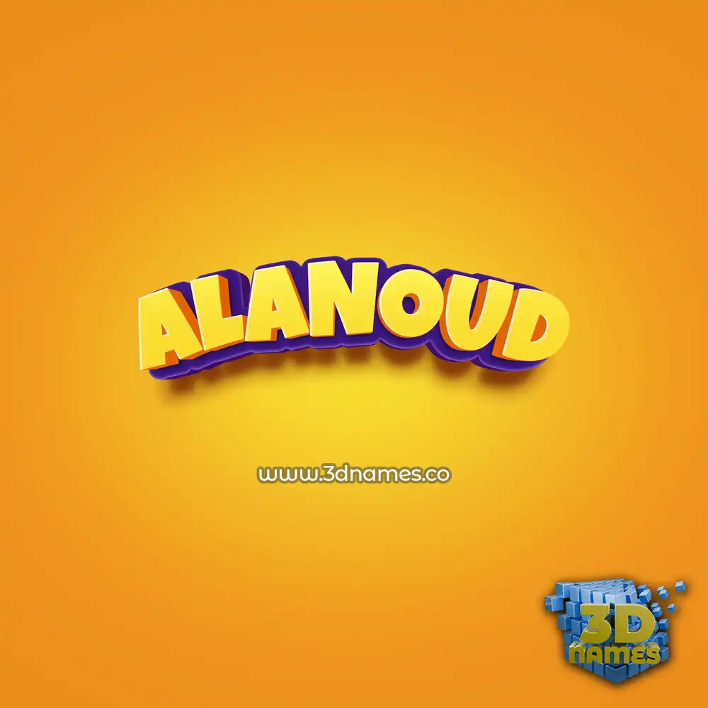 alanoud in Orange Toon style - 3D name wallpaper