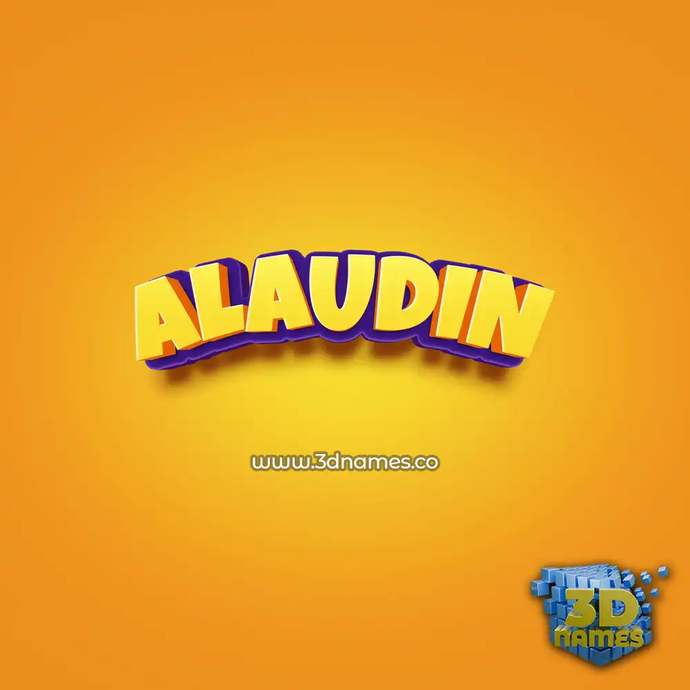 alaudin in Orange Toon style - 3D name wallpaper