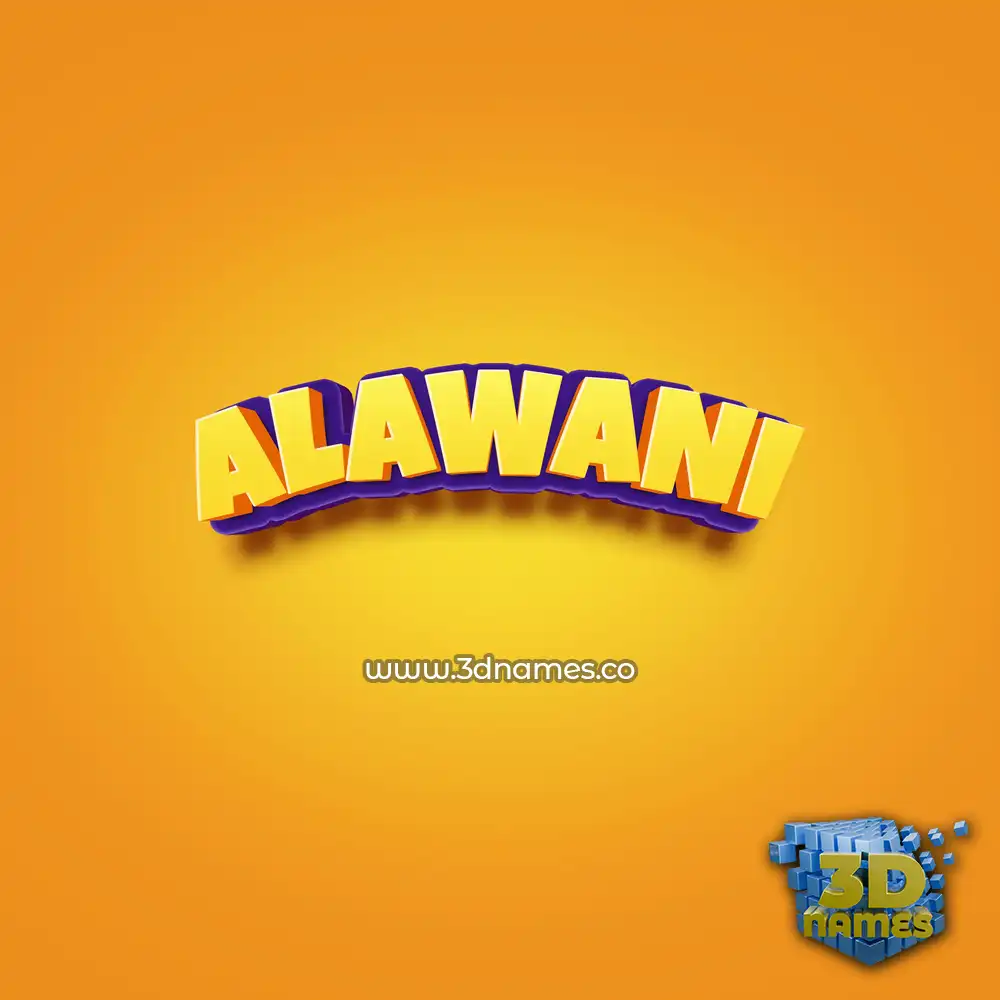 alawani in Orange Toon style - 3D name wallpaper