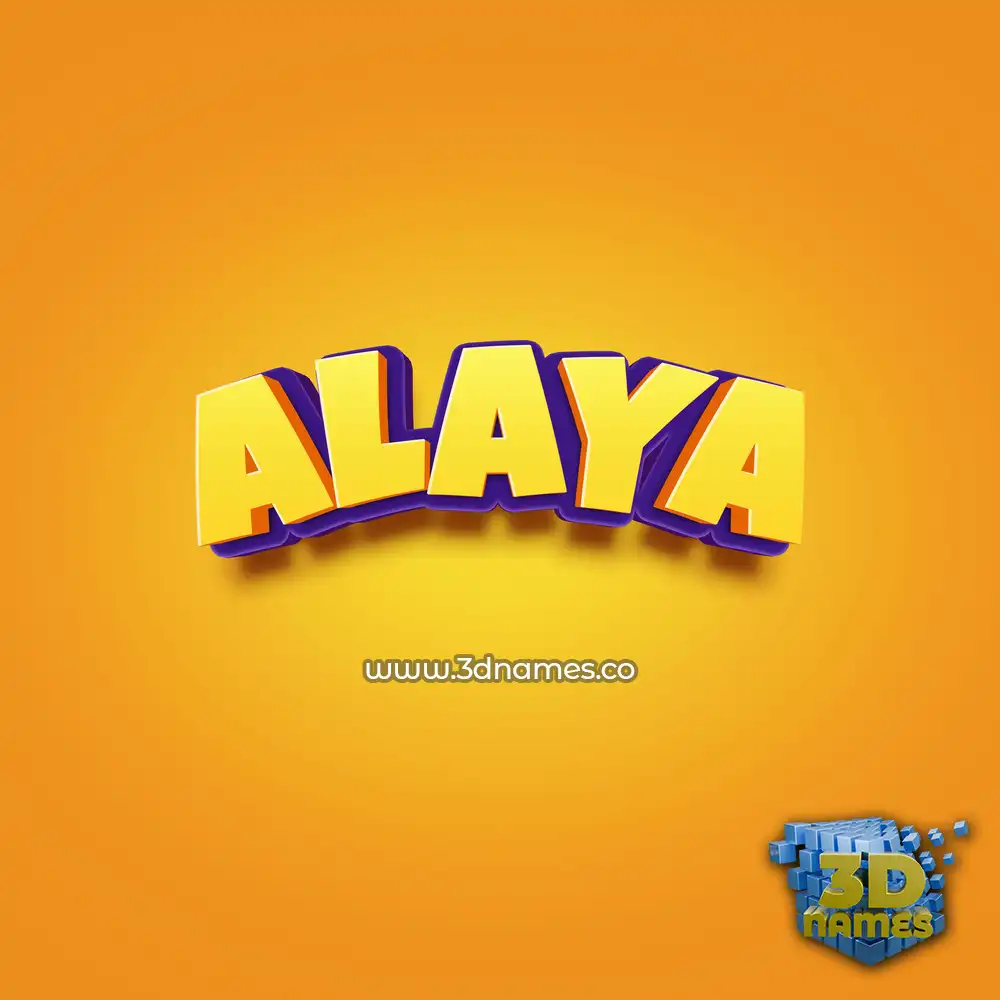 alaya in Orange Toon style - 3D name wallpaper