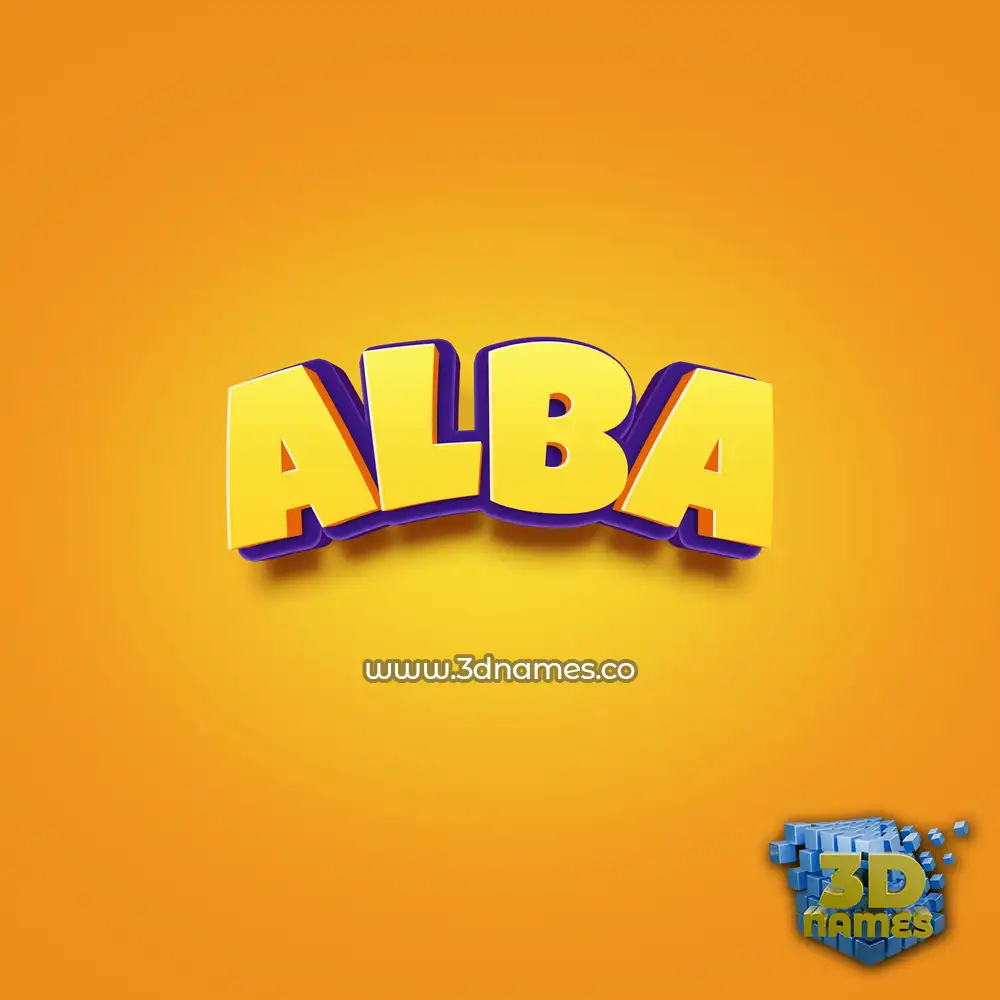 alba in Orange Toon style - 3D name wallpaper