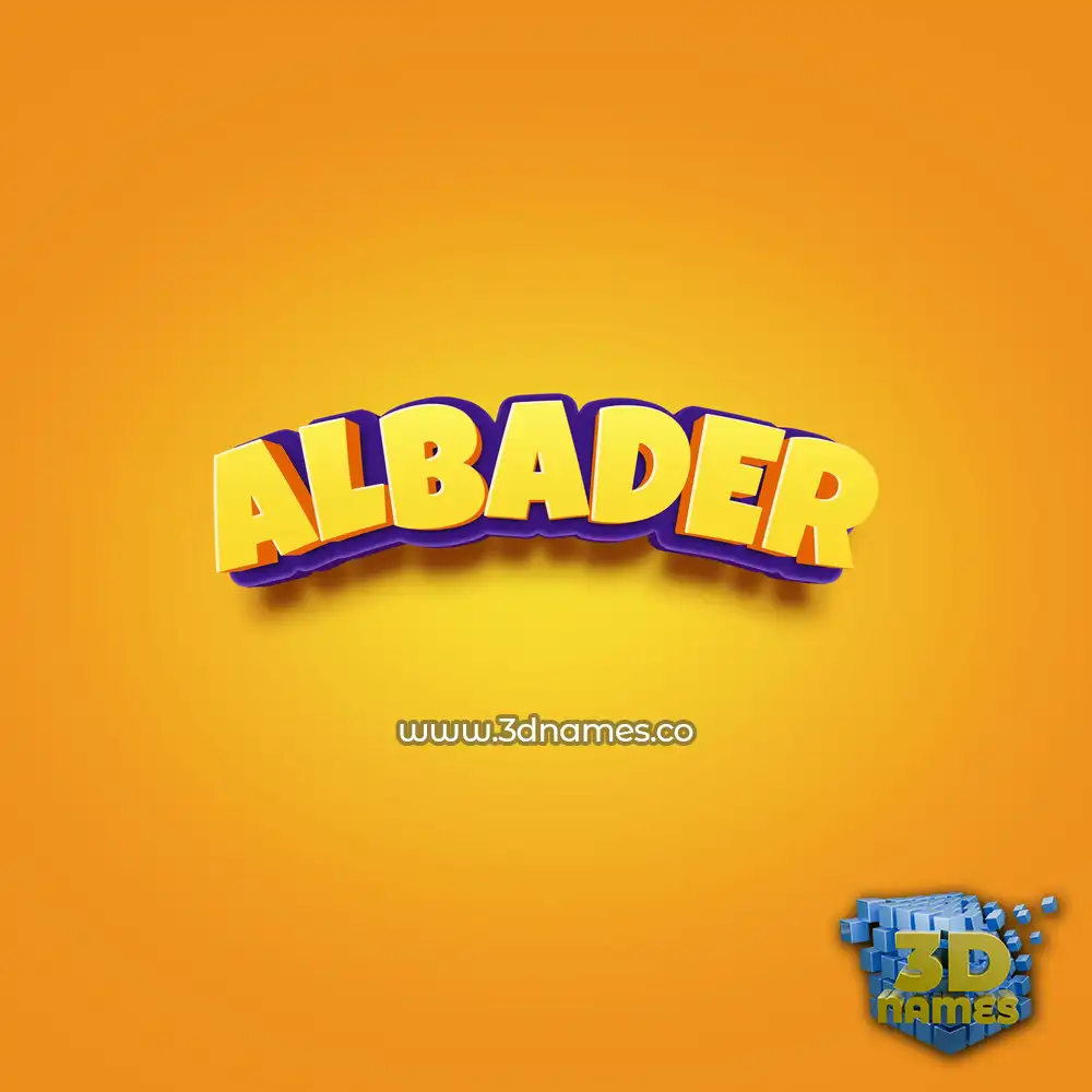 albader in Orange Toon style - 3D name wallpaper