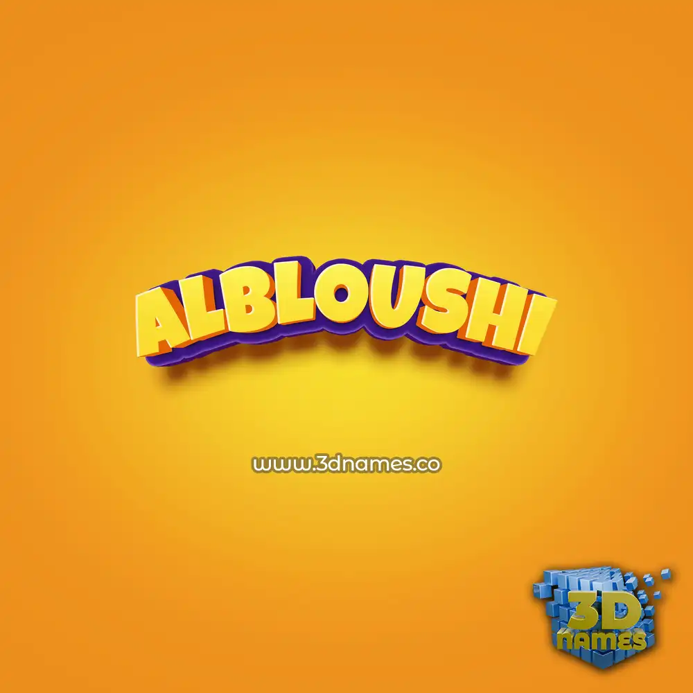 albloushi in Orange Toon style - 3D name wallpaper