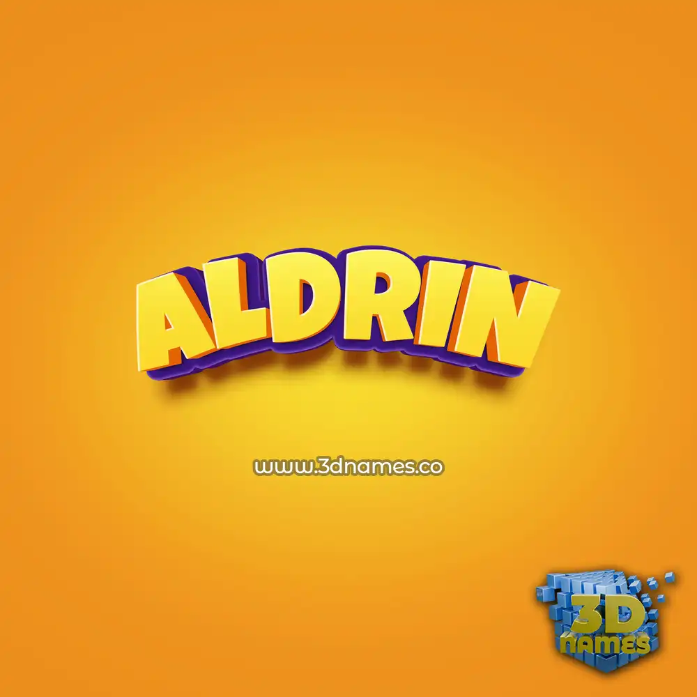 aldrin in Orange Toon style - 3D name wallpaper