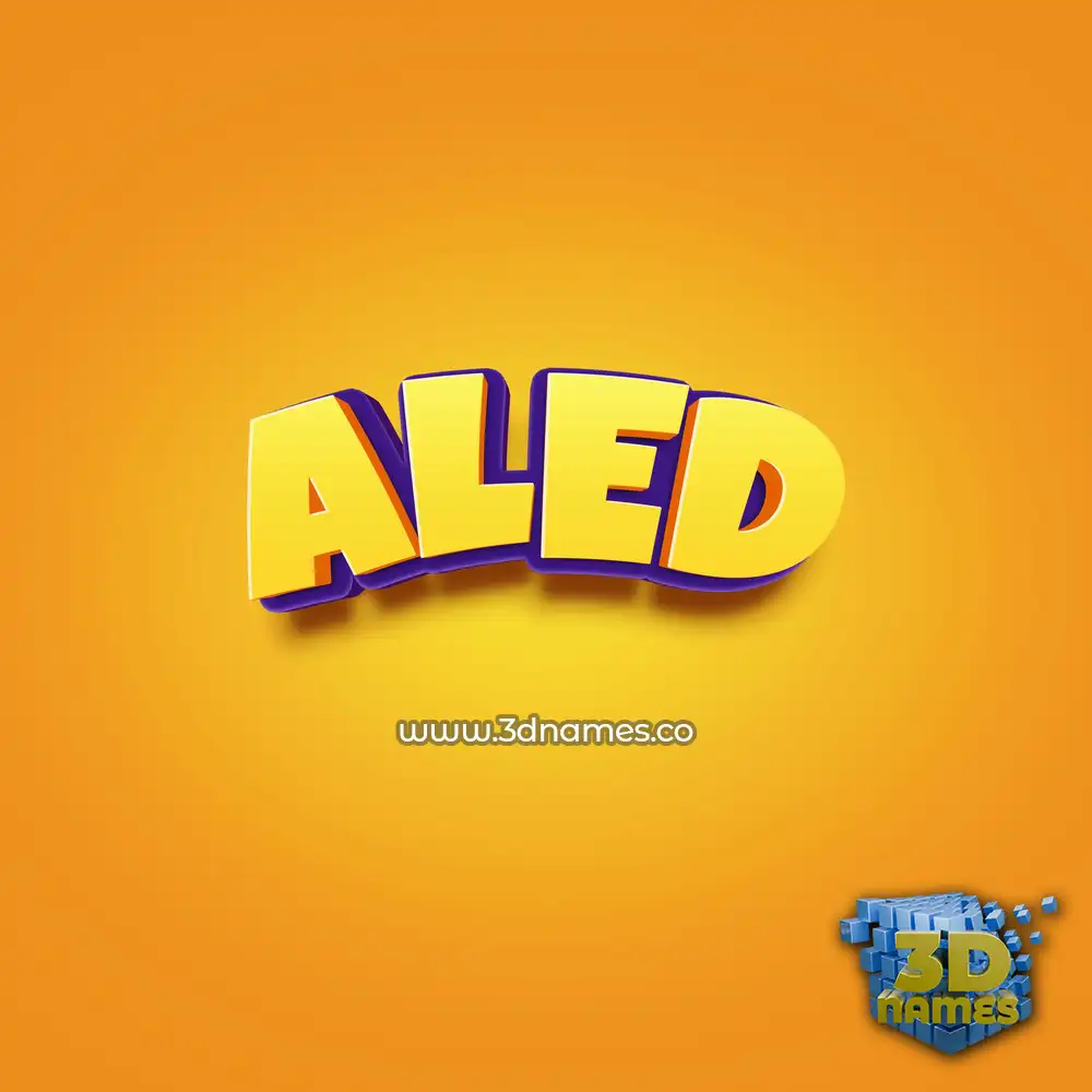 aled in Orange Toon style - 3D name wallpaper