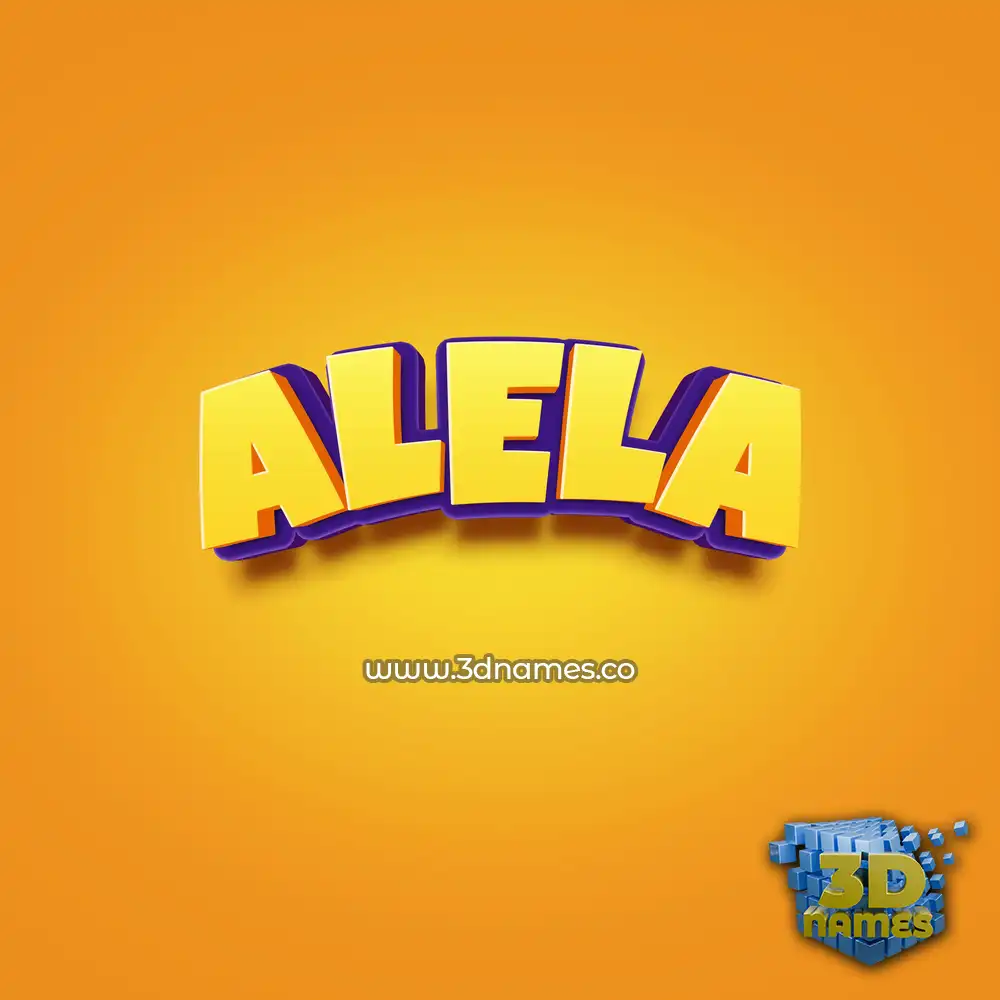 alela in Orange Toon style - 3D name wallpaper
