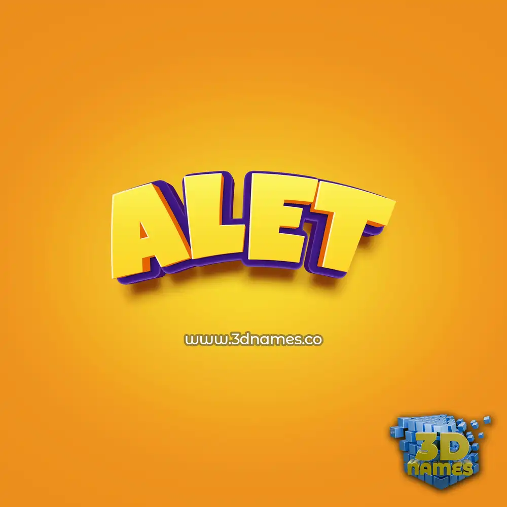 alet in Orange Toon style - 3D name wallpaper