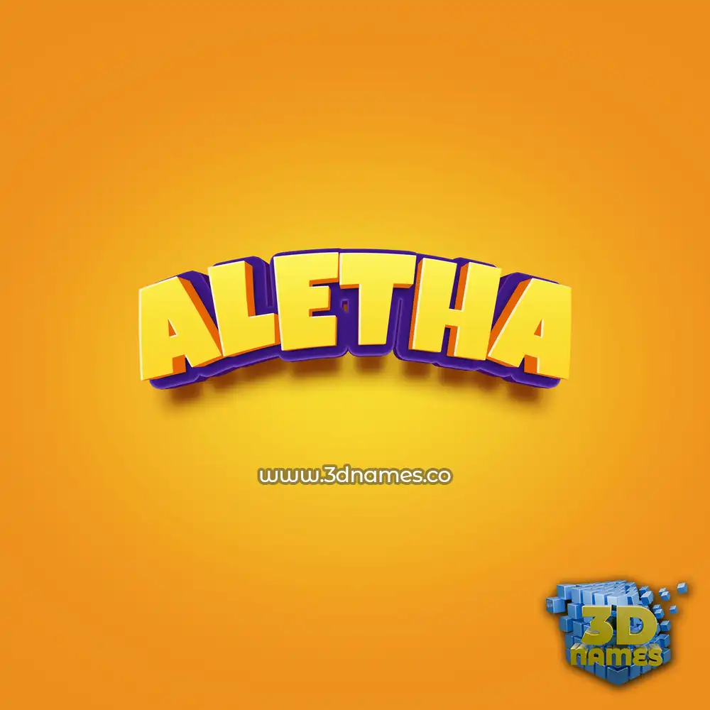 aletha in Orange Toon style - 3D name wallpaper