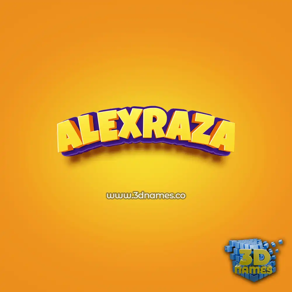 alexraza in Orange Toon style - 3D name wallpaper