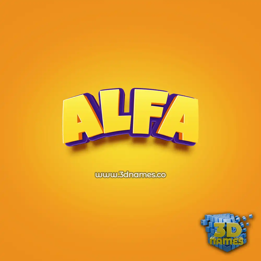 alfa in Orange Toon style - 3D name wallpaper