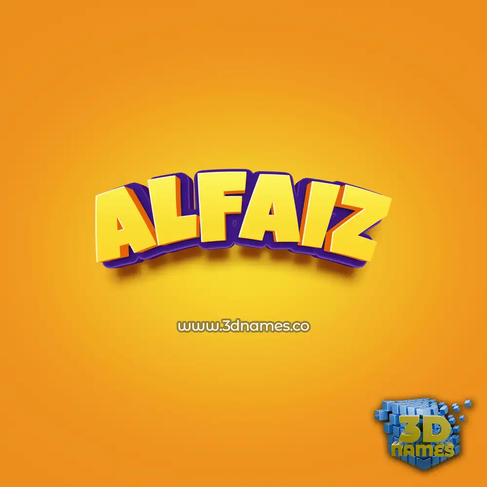 alfaiz in Orange Toon style - 3D name wallpaper