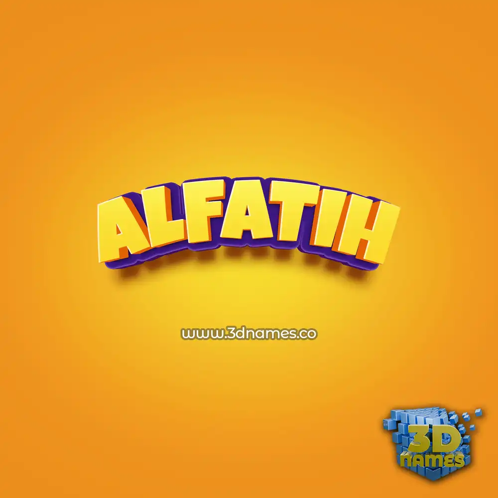 alfatih in Orange Toon style - 3D name wallpaper