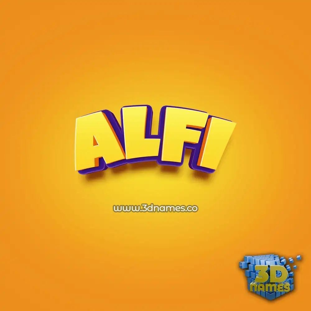 alfi in Orange Toon style - 3D name wallpaper