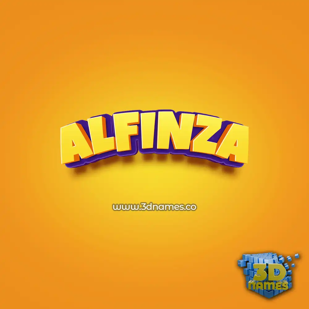 alfinza in Orange Toon style - 3D name wallpaper