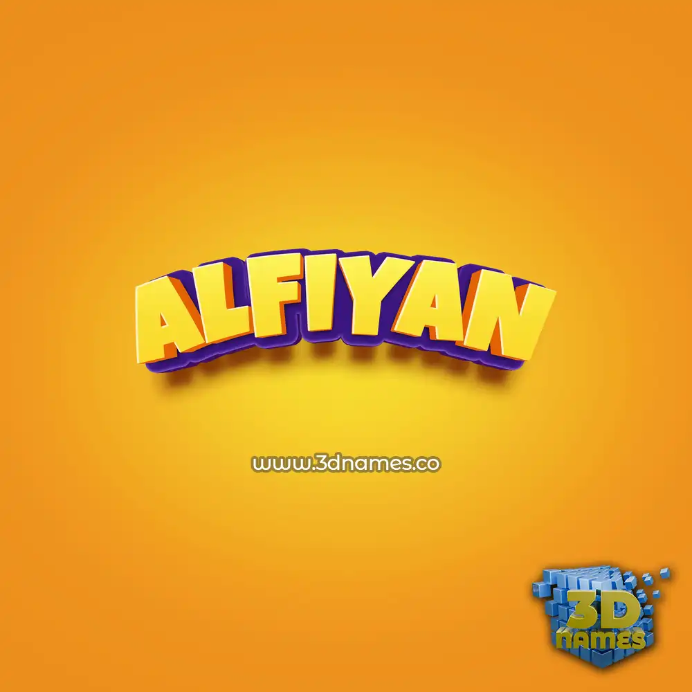 alfiyan in Orange Toon style - 3D name wallpaper