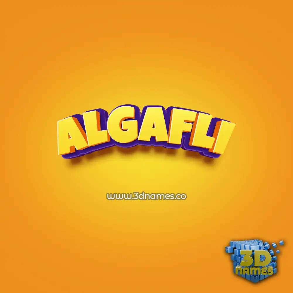 algafli in Orange Toon style - 3D name wallpaper