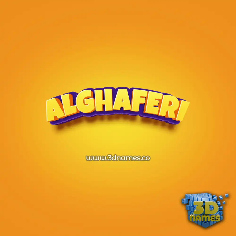 alghaferi in Orange Toon style - 3D name wallpaper