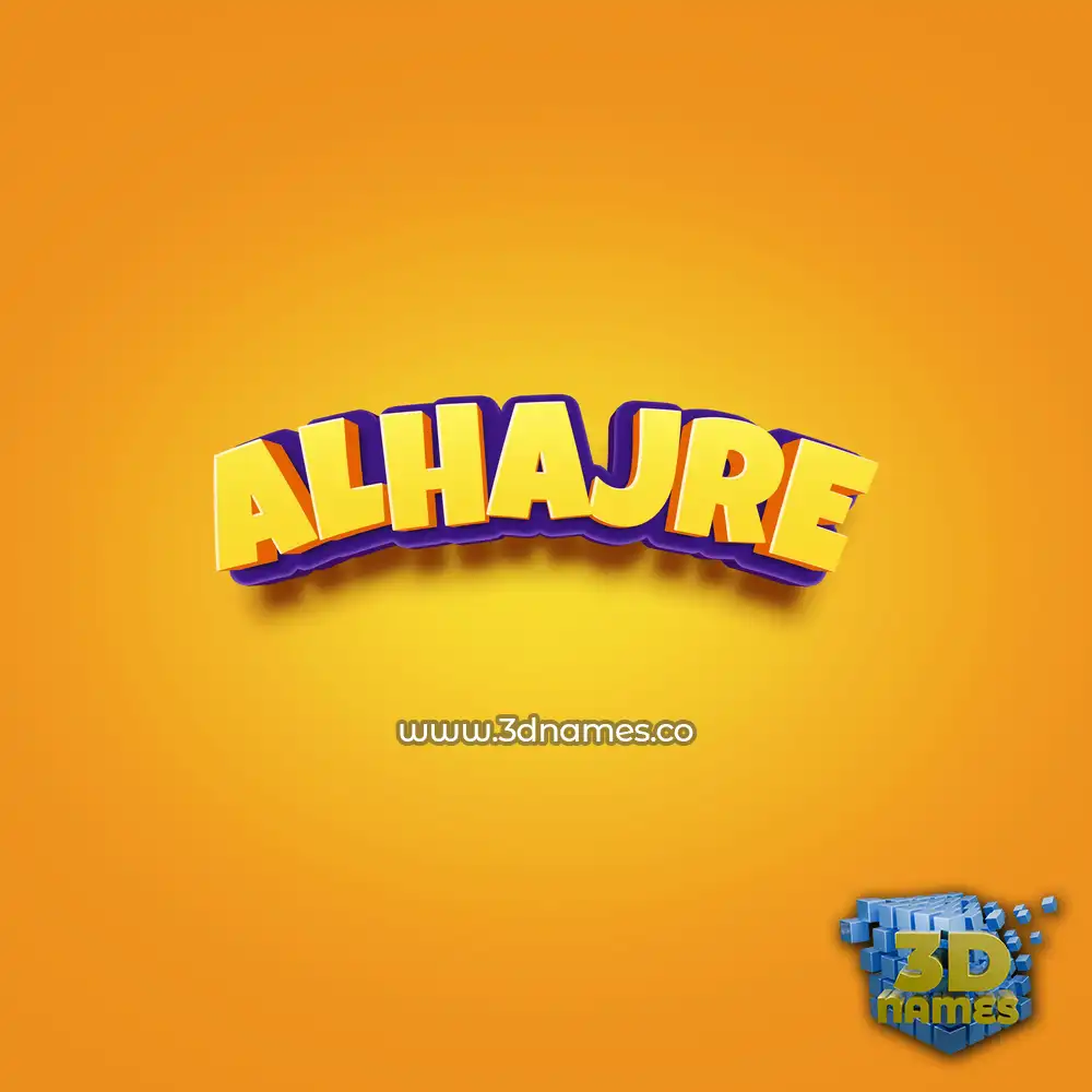 alhajre in Orange Toon style - 3D name wallpaper